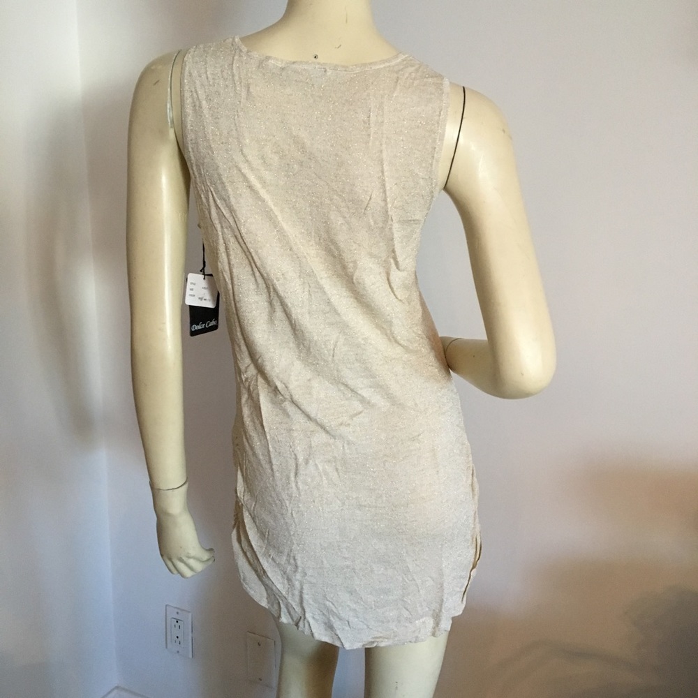 shimmery gold tunic tank top with scoop neck - Picture 6 of 8